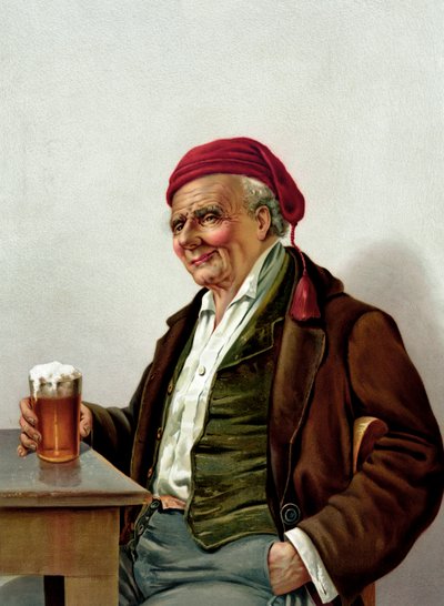 Old Man with a Beer at a Pub by American School