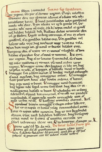 Page from a Hungarian discourse on the grave by American School