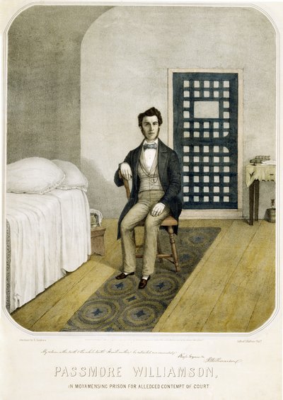 Passmore Williamson in Moyamensing Prison for alleged Contempt of Court (1855) by American School