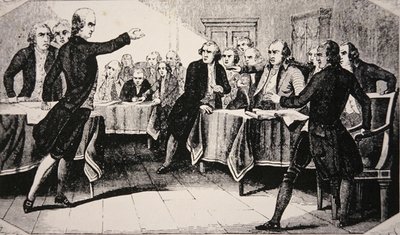 Patrick Henry before the Virginia Assembly in March 1775 by American School