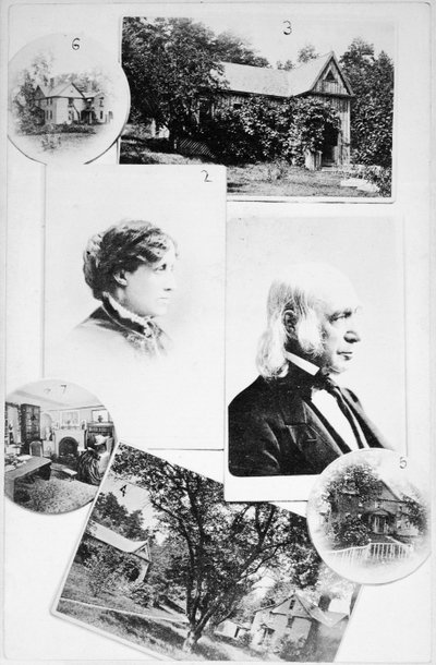 Pictures of the Alcott family and their home by American School