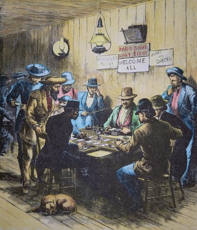 Playing Faro in a saloon in Cheyenne, Wyoming, c.1870 by American School