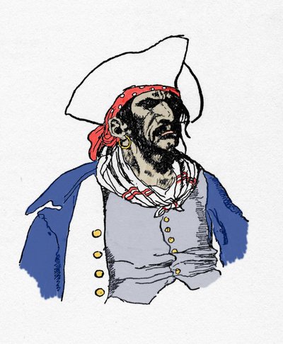 Portrait of a pirate. “Book of pirates Buccaneers and Marooners of the Spanish Main” by Howard Pyle (1853 - 1911), American illustrator. 1887 by American School