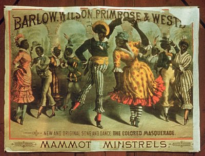 Poster advertising Barlow, Wilson, Primrose and Wests Mammot Minstrels Colored Masquerade by American School