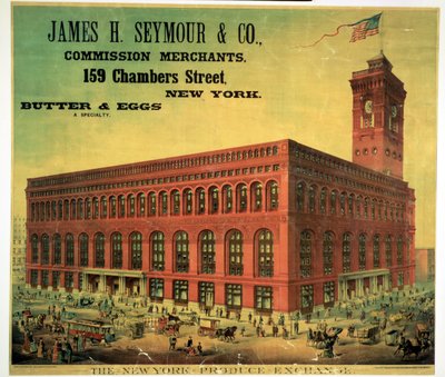 Poster advertising James H. Seymour & Co. Commission Merchants at the New York Produce Exchange, engraved by Sacket, Wilhelms and Betzig, c.1885 by American School