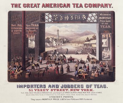 Poster advertising The Great American Tea Company, Importers and Jobbers of Teas by American School