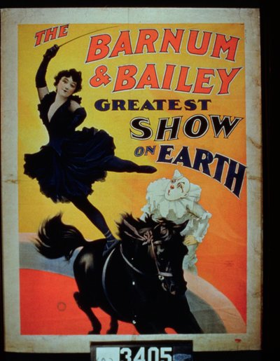 Poster advertising the Barnum and Bailey Greatest Show on Earth by American School