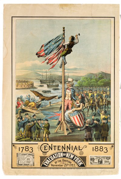 Poster advertising the Centennial of the Evacuation of New York by the British on November 25th 1783, 1883 by American School