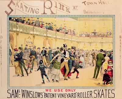 Poster Advertising the Skating Rink at Brandon Town Hall, Utah by American School