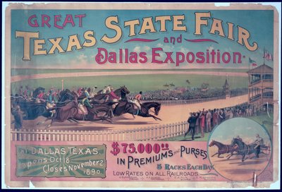 Poster for the Texas State Fair and Dallas Exposition of 1890 by American School