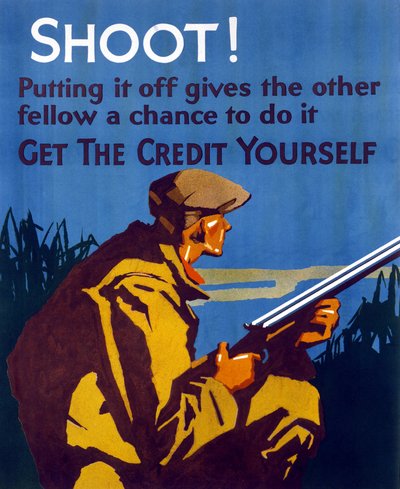 Poster published in the United States after the Great Depression of 1929 to encourage savings and entrepreneurship. 