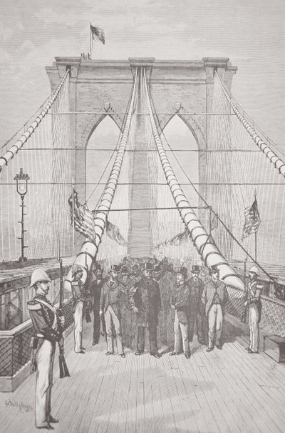 President Chester A. Arthur at the opening ceremony of the new Brooklyn Bridge, 24th May 1883 by American School