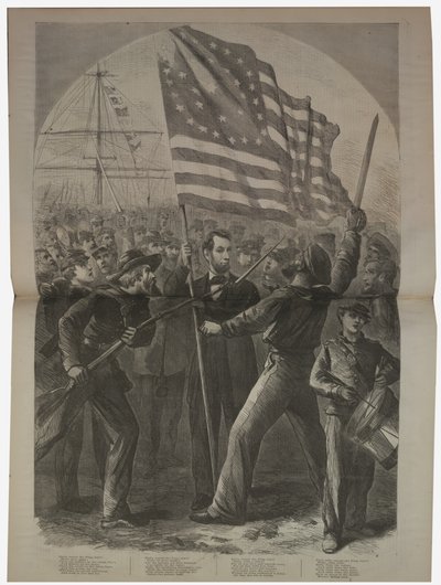 President Lincoln getting involved in the Battle of Fort Stevens, illustration from 