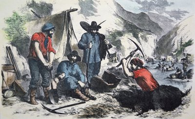 Prospectors during the Californian Gold Rush of 1849 by American School