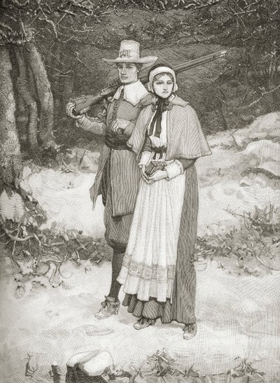 Puritans going to church, from 