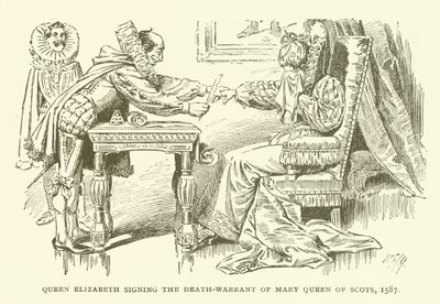 Queen Elizabeth signing the Death-Warrant of Mary Queen of Scots, 1587 by American School