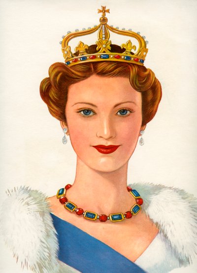 Queen Wearing a Royal Crown by American School
