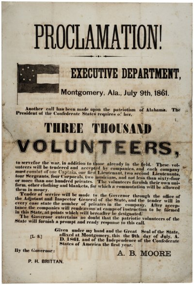 Recruitment Broadside Requesting Three Thousand Volunteers, 9 July 1861 by American School