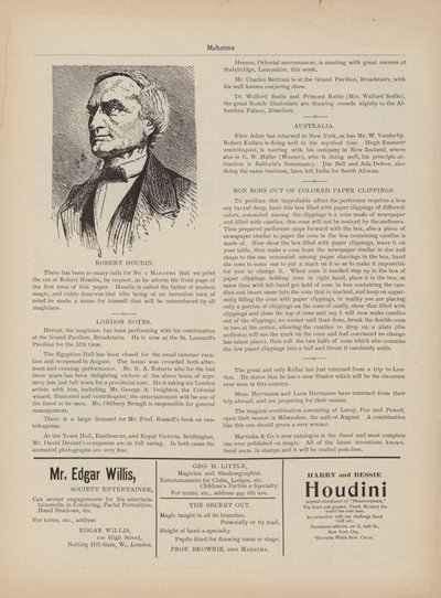 Robert Houdin, Advertisements by American School