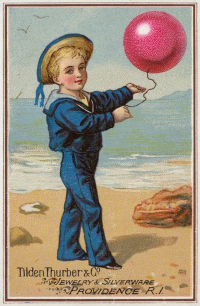 Sailor Boy Holding Red Balloon by American School