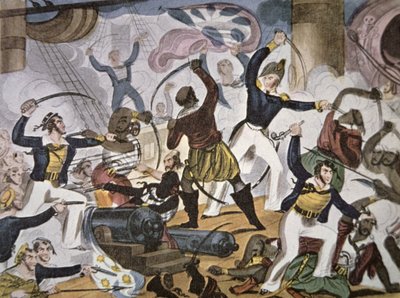 Sailors of the Royal Navy Boarding Algerine Pirate Vessel, c.1820 by American School