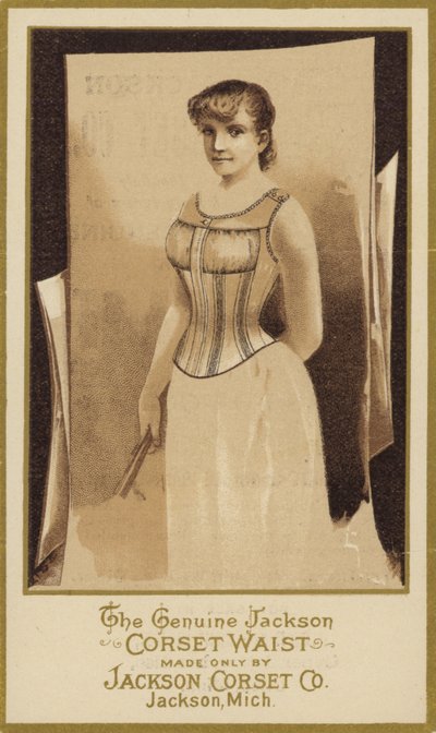 Sepia Photograph of Lady Wearing Corset by American School