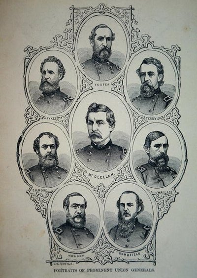 Seven Portraits of Prominent Generals of the Union Army by American School