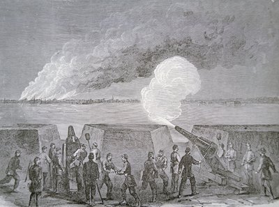 Siege of Charleston, the City Burning Under Bombardment, January 3rd 1864, from Harper