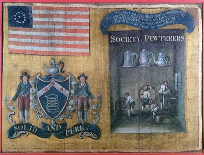 Silk Banner of the Society of Pewterers of New York City, Carried in the Federal Procession, July 23, 1788 by American School
