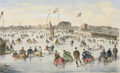 Skating on Union Pond, pub. 1863 by American School