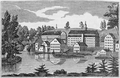 South-East View of the Factories at Yantic Falls, Norwich, from 