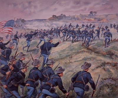 Spanish-American War 1898, US Troops Storm San Juan Heights in Cuba by American School