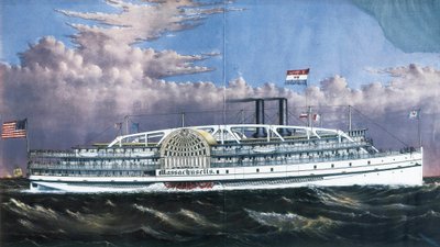 Steamboat Massachusetts operating with paddle wheels by American School
