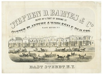Stephen D. Barnes & Co. Oyster Planters & Wholesale Dealers, depot no. 4 foot of Broome Street by American School