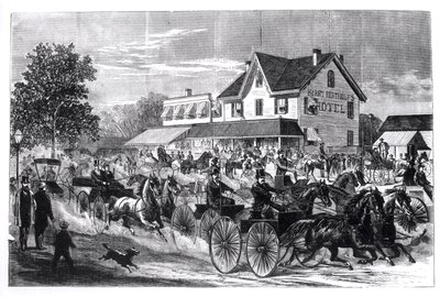 Street Scene in New York, illustration from New York in the Nineteenth Century by American School