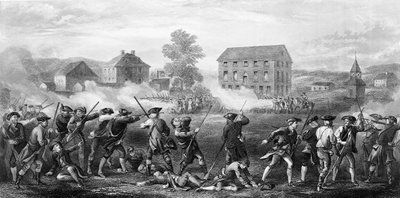 The Battle of Lexington on 19th April 1775 by American School