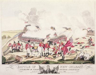 The Battle of New Orleans and death of Major General Packenham, 8th January 1815 by American School