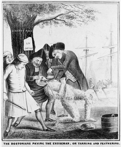 The Bostonians Paying the Exciseman, or Tarring and Feathering by American School