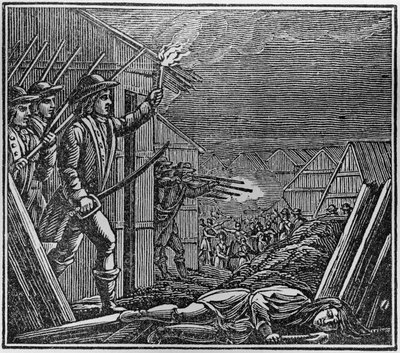 The Burning of the Pequot Village by American School