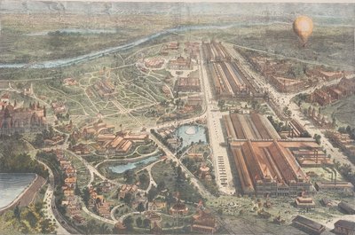 The Centennial - Balloon View of the Grounds, Harpers Weekly by American School