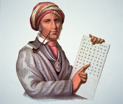 The Cherokee Scholar, Sequoyah (1776-1843) by American School