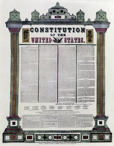 The Constitution of the United States of America signed in 1787, applied in 1789 by American School