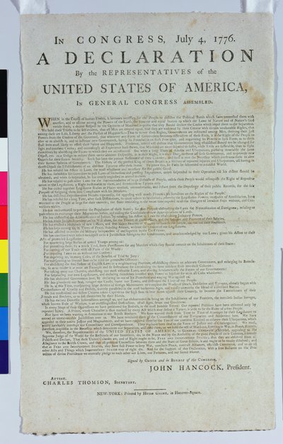 The Declaration of Independence, 1776 by American School