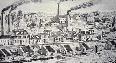The Du Pont Powder Plant, on the Brandywine River (line engraving) by American School
