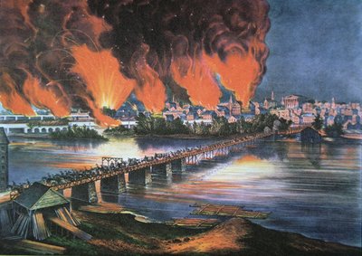 The Fall of Richmond, Virginia, on the night of April 2nd 1865 by American School