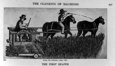 The First Reaper, illustration from The Cultivator, 1841, from The Pageant of America, Vol.3, by Ralph Henry Gabriel, 1926 by American School