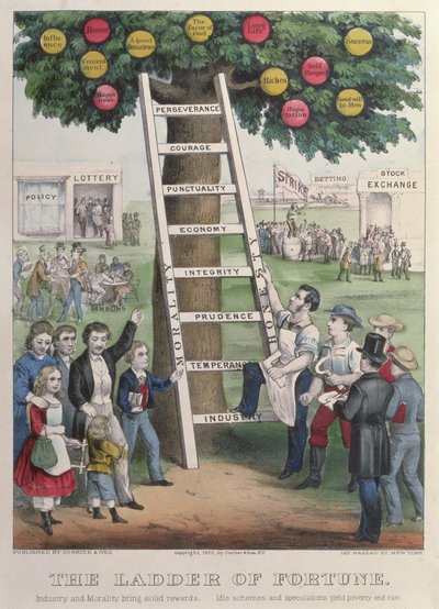 The Ladder of Fortune, published by Currier and Ives, New York, 1875 by American School
