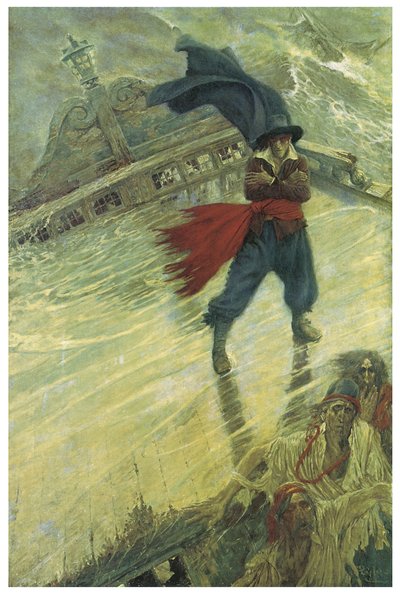 The Legend of the Ghost Ship or the Flying Dutchman: A Dutch Commander Condemned to Wander on His Ship Forever, Illustration by Howard Pyle (1853-1911) from Collier