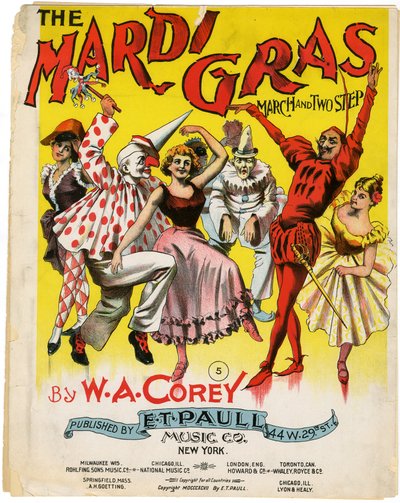 The Mardi Gras March and Two Step [sheet music cover] by American School