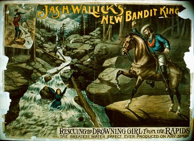 The New Bandit King rescuing a girl from the rapids, 1880s-90s by American School